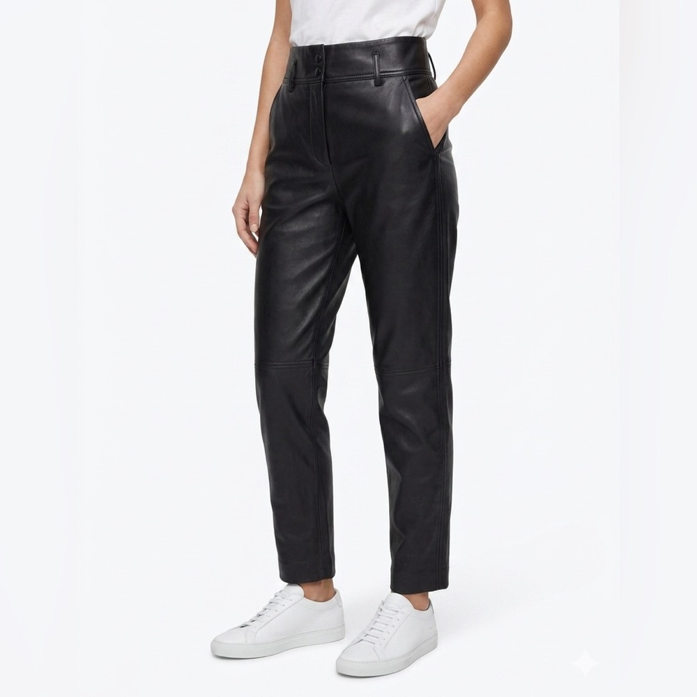 Wilfred Aritzia Vegan Leather Pants Womens 4 Black‎ High Rise Straight Leg